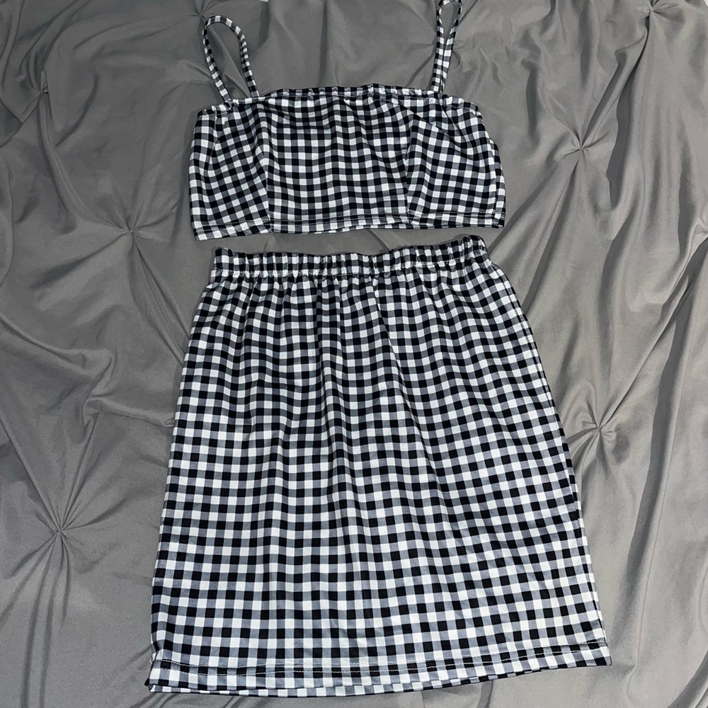 Gingham Skirt & Tank Matching Set